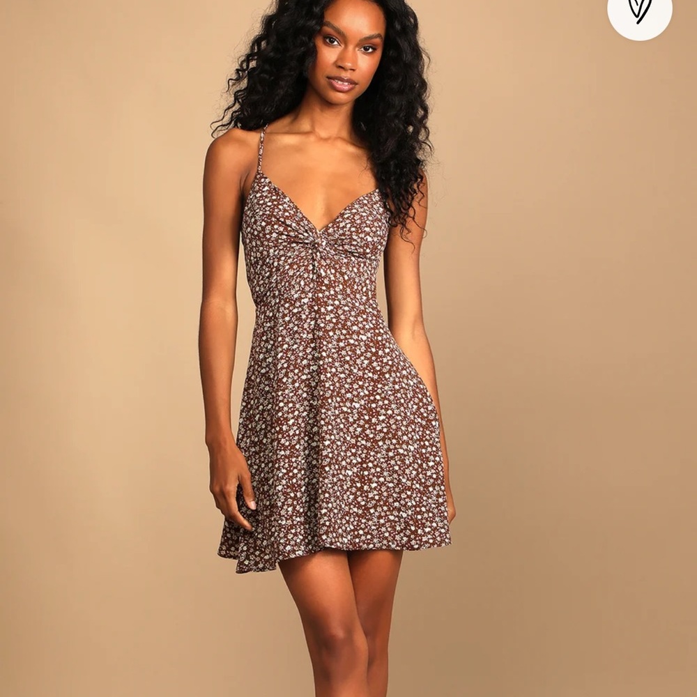 NWT LuLu’s brown floral mini dress